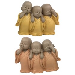 ORIGEN Home Decor Monjes No Ve Oye Habla 2U Budas | Figura de Buda Naranja - 12x15x6cm