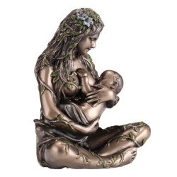 ORIGEN Home Decor Gaia Madre Tierra Con Bebe Bronce Figura Diosa Gris 11x10x6cm