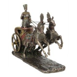 ORIGEN Home Decor Nefertiti en Carro Reina Bronce Figura Diosa Verde 19x30x9cm