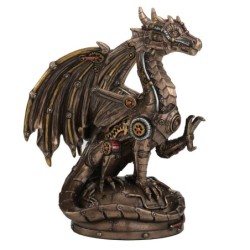 ORIGEN Home Decor DragóN Engranaje Mec Nico Fantasia Figura Diosa Gris 21x12x17cm