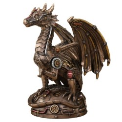 ORIGEN Home Decor DragóN Engranaje Mec Nico Fantasia Figura Diosa Gris 21x12x17cm