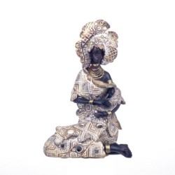 By SIGRIS Figura Africana Gris de Resina 22X12X14cm Figura de Africana Decoración Hogar Figuras Decorativas