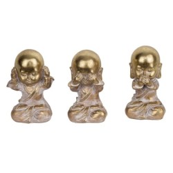 Signes Grimalt By SIGRIS - Figura Monje 3 Unidades Dorado de Resina | Figura de Buda Figuras De Resina Para Jardin Figura Resina