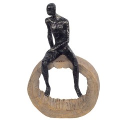 Signes Grimalt By SIGRIS - Figura Hombre En Roca Negro de Resina | Figura de persona Figuras De Resina Para Jardin Figura Resina