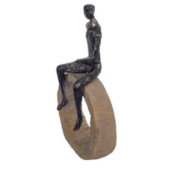 Signes Grimalt By SIGRIS - Figura Hombre En Roca Negro de Resina | Figura de persona Figuras De Resina Para Jardin Figura Resina