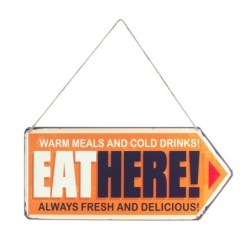 By SIGRIS Placa Pared Eat Here! Adorno Pared Placas Metal Colección Industrial Signes Grimalt Decor And Go