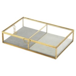 Signes Grimalt By SIGRIS - Joyero organizador Dorado de Cristal Vidrio | Caja Mueble Almacenamiento Caja De Almacenamiento Con T