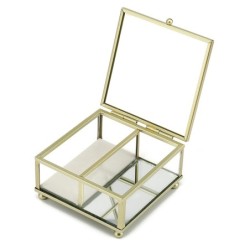 Signes Grimalt By SIGRIS - Joyero organizador Dorado de Cristal Vidrio | Caja Mueble Almacenamiento Caja De Almacenamiento Con T