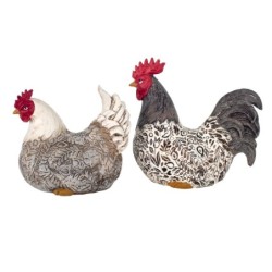 By SIGRIS Figura Gallina 2 Unidades Multicolor de Resina 22*12*23cm Set de 2 Unidades Figura de Animal