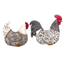 By SIGRIS Figura Gallina 2 Unidades Multicolor de Resina 22*12*23cm Set de 2 Unidades Figura de Animal