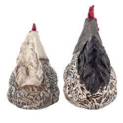 By SIGRIS Figura Gallina 2 Unidades Multicolor de Resina 18*11*21cm Set de 2 Unidades Figura de Animal