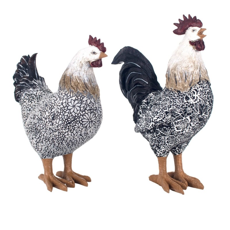 By SIGRIS Figura Gallina 2 Unidades Multicolor de Resina 32*12*23cm Set de 2 Unidades Figura de Animal