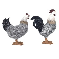 By SIGRIS Figura Gallina 2 Unidades Multicolor de Resina 32*12*23cm Set de 2 Unidades Figura de Animal