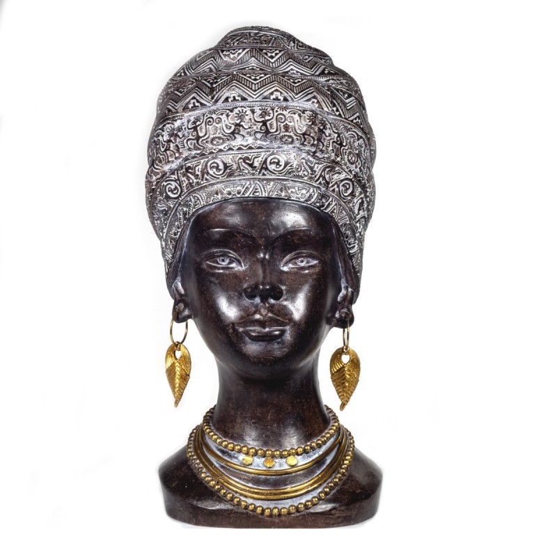 Signes Grimalt By Sigris - Figuras Decorativas | Figura en Resina - Cabeza Africana - 33 x 17 x 16 cm