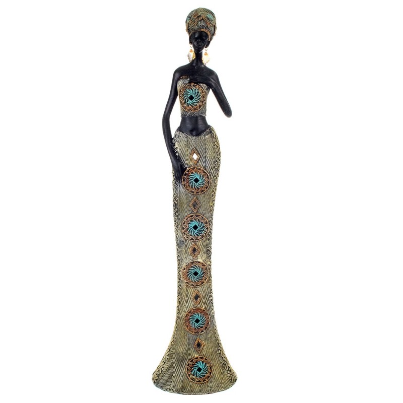 Signes Grimalt By Sigris - Figuras Decorativas | Figura Color Dorado Alargada Africana - 64x13x15 cm