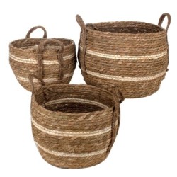 Signes Grimalt By Sigris - Cestas Mimbre | Cestos Mimbre Decoracion - Pack de 3 Cestas, 26x26x34 cm