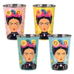 By SIGRIS Vaso Mujer Índia 4 Unidades Multicolor de Metal Esmaltado 12*8*8cm Set de 4 Unidades Vaso