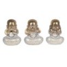 By SIGRIS Figura de Buda Plateado de Resina 15*9*12cm Set de 3 Unidades Figura de Buda Set de  3 U