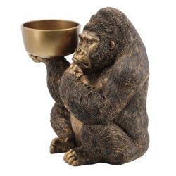 Signes Grimalt By SIGRIS - Figura Orangután con Plato Dorado de Resina | Figura de Orangután Figuras Decorativas Decoracion Salo