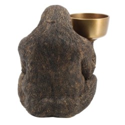 Signes Grimalt By SIGRIS - Figura Orangután con Plato Dorado de Resina | Figura de Orangután Figuras Decorativas Decoracion Salo