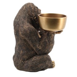 Signes Grimalt By SIGRIS - Figura Orangután con Plato Dorado de Resina | Figura de Orangután Figuras Decorativas Decoracion Salo