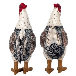 By SIGRIS Figura Gallina 2 Unidades Negro de Resina 20*8*17cm Set de 2 Unidades Figura de Animal