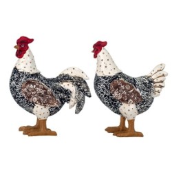 By SIGRIS Figura Gallina 2 Unidades Negro de Resina 20*8*17cm Set de 2 Unidades Figura de Animal