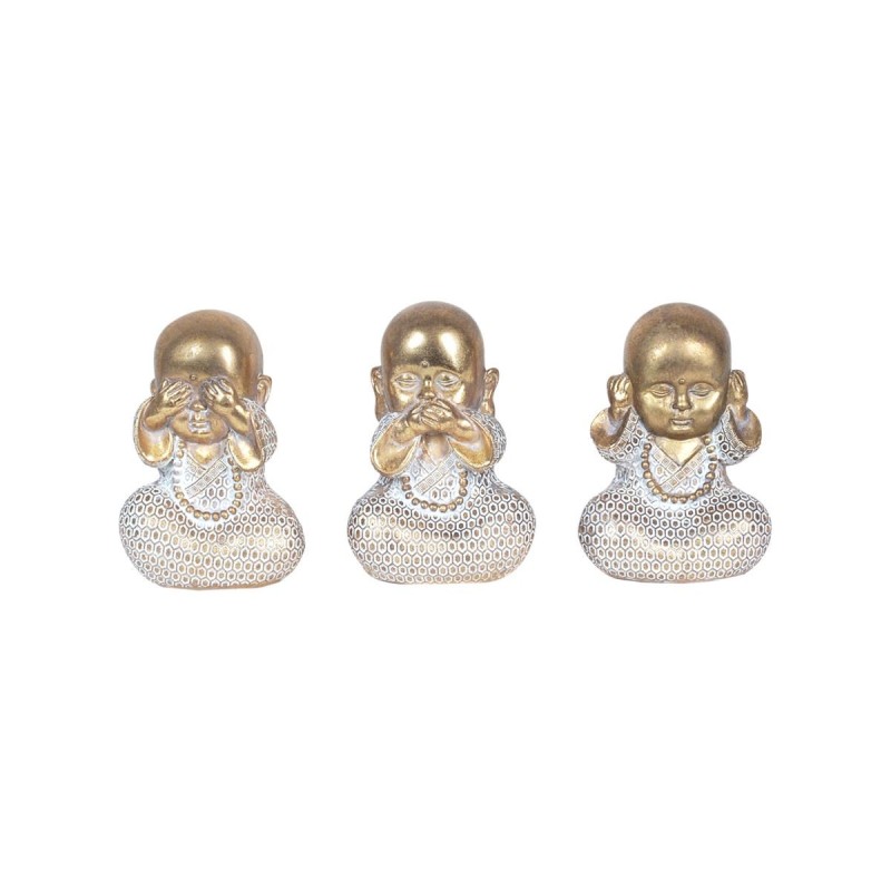 By SIGRIS Figura de Buda Blanco de Resina 12*9*8cm Set de 3 Unidades Figura de Buda Set de  3 U