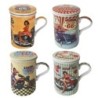 By SIGRIS Mug Route 66 4 Unidades Multicolor de Porcelana 11*8*11cm Set de 4 Unidades Mug Vaso