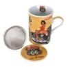 By SIGRIS Mug Route 66 4 Unidades Multicolor de Porcelana 11*8*11cm Set de 4 Unidades Mug Vaso