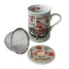 By SIGRIS Mug Route 66 4 Unidades Multicolor de Porcelana 11*8*11cm Set de 4 Unidades Mug Vaso