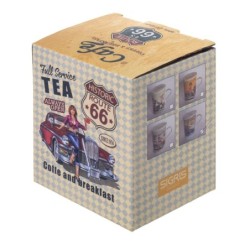 By SIGRIS Mug Route 66 4 Unidades Multicolor de Porcelana 11*8*11cm Set de 4 Unidades Mug Vaso