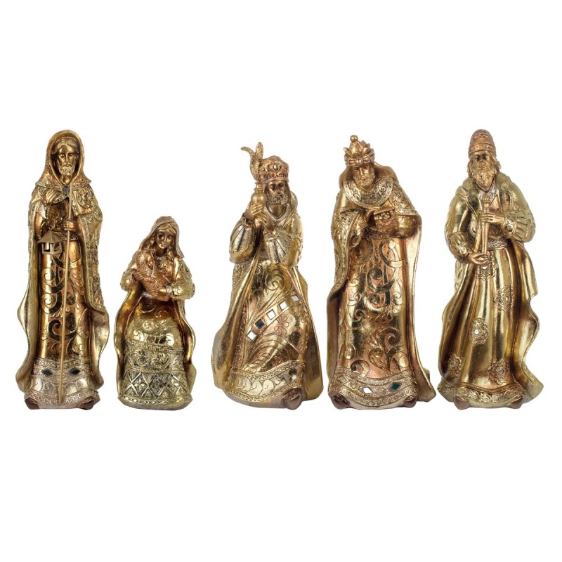 By SIGRIS Nacimiento Jesús 5 Unidades Dorado de Resina 31*7*11cm Set de 5 Unidades Nacimiento