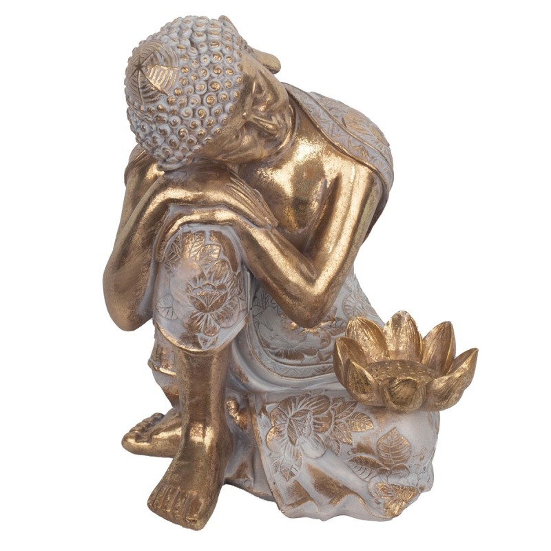 Signes Grimalt By SIGRIS - Figura Buda Apoyado Dorado de Resina | Figura de Buda Figuras De Resina Para Jardin Figura Resina Dec